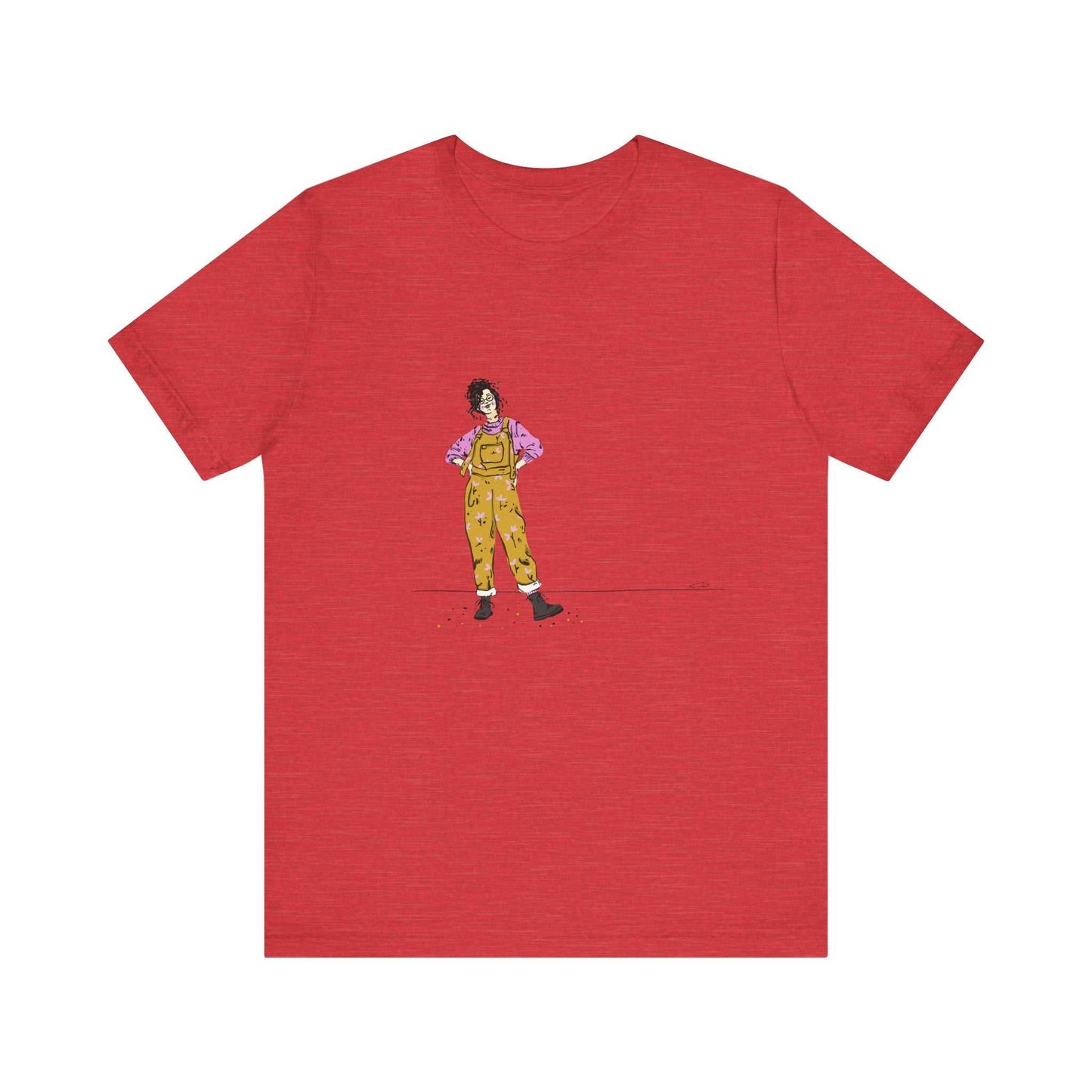 Unisex Jersey Short Sleeve Tee Model D-5 in red with graphic design by Dorsa Amraee.