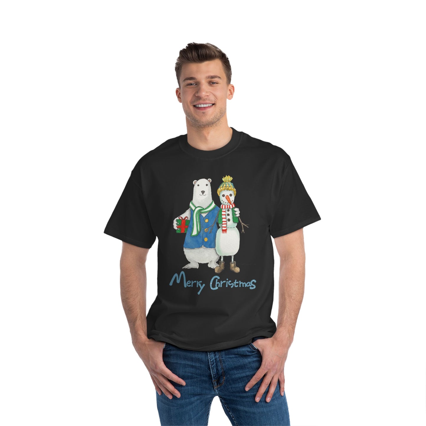 Cute Merry Christmas Shirt, Funny Tshirt Gift For Her, Xmas Tee For Men, Holiday Gifts, Christmas Gift Bear Shirt, Christmas Snowman Shirt