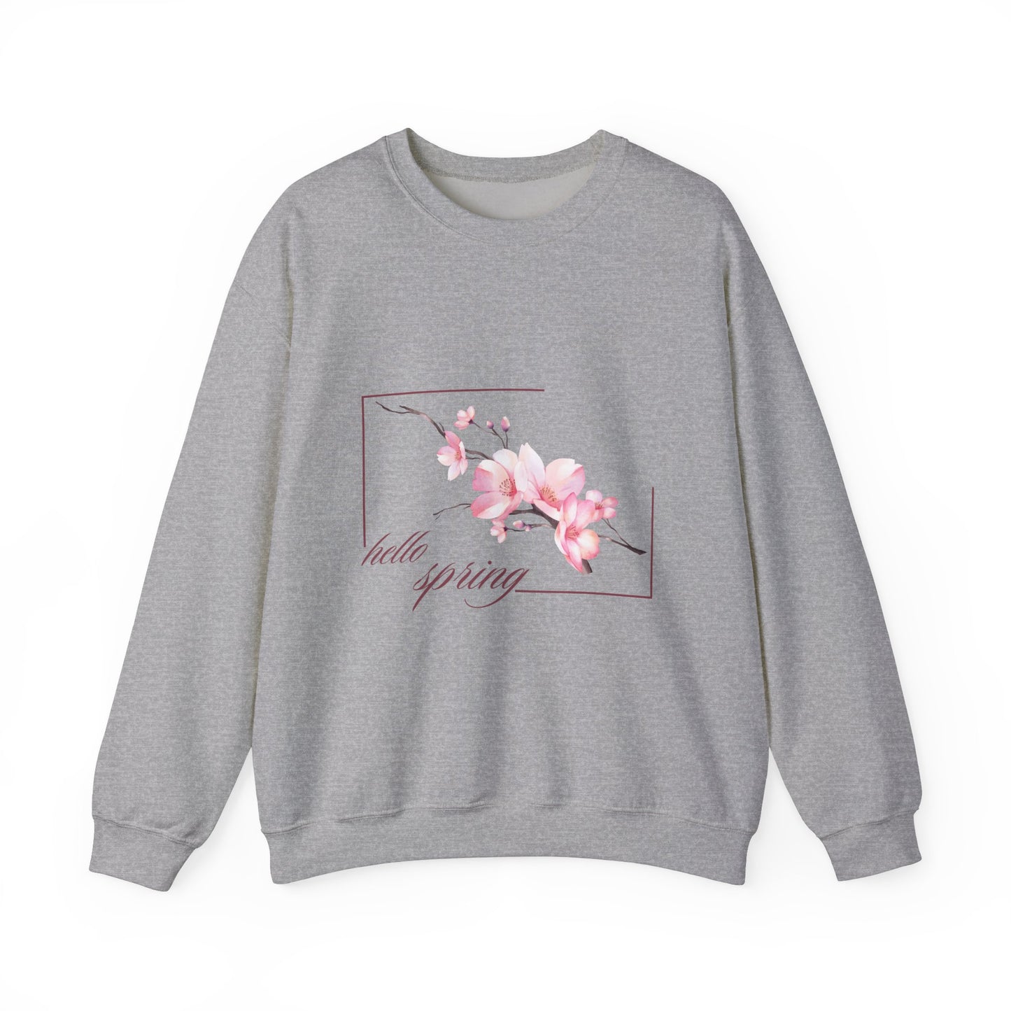 Hello Spring Floral Crewneck Sweatshirt, Spring Outfits, Gift for Her, Casual Layering, Birthday Gift, Nature Lover Apparel
