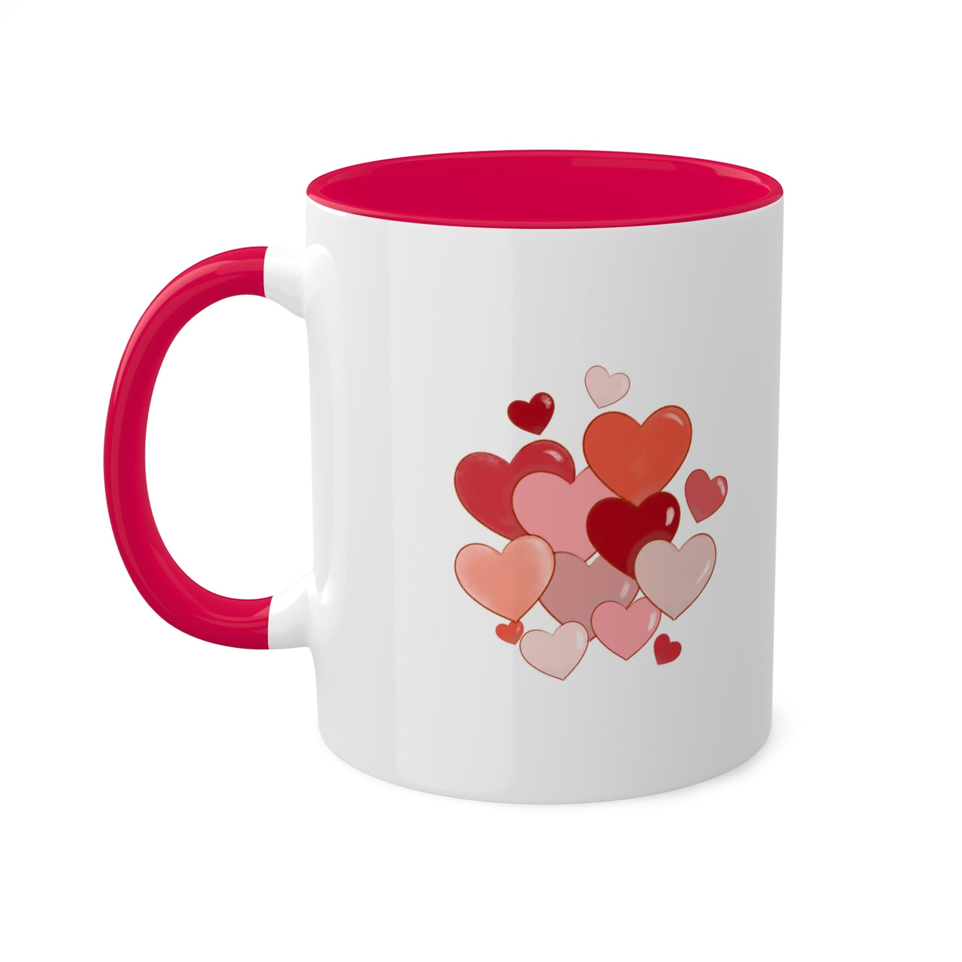 Love Mug MODEL B-V-4 with romantic heart design, high-quality ceramic, 11-ounce capacity.
