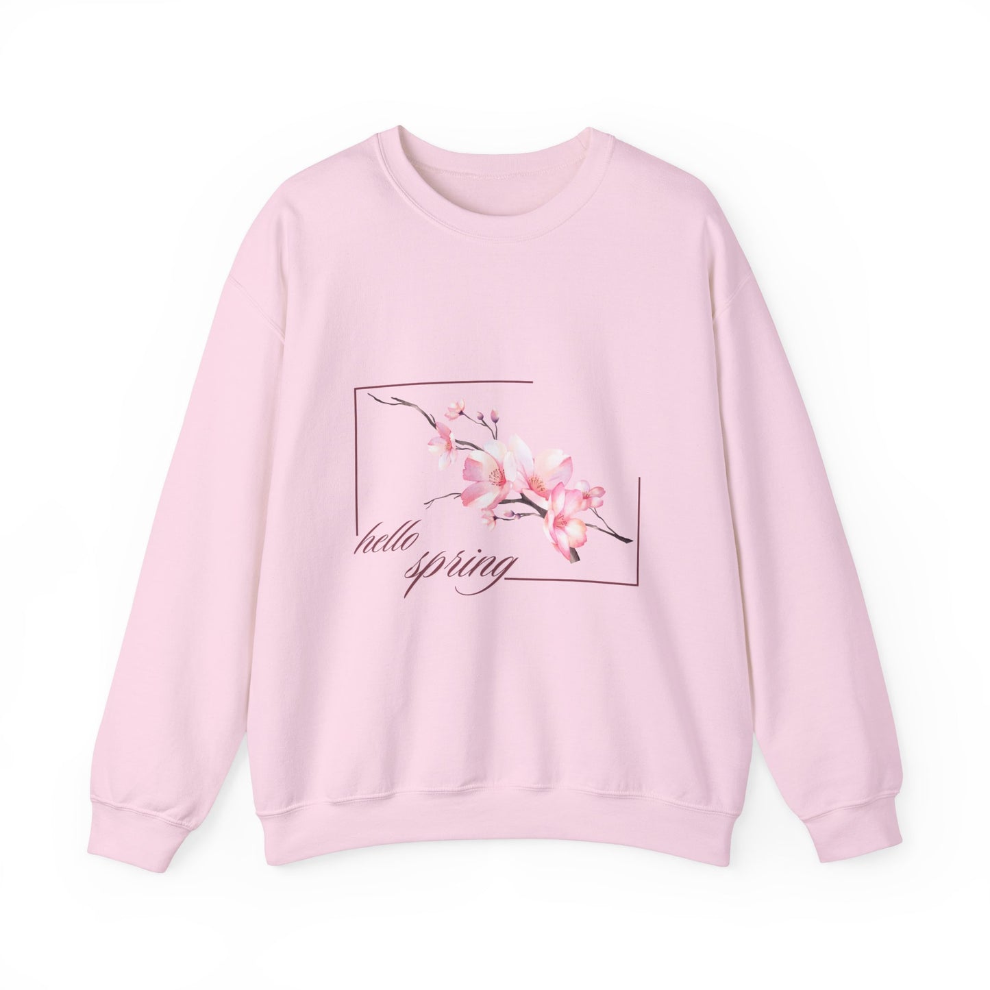 Hello Spring Floral Crewneck Sweatshirt, Spring Outfits, Gift for Her, Casual Layering, Birthday Gift, Nature Lover Apparel