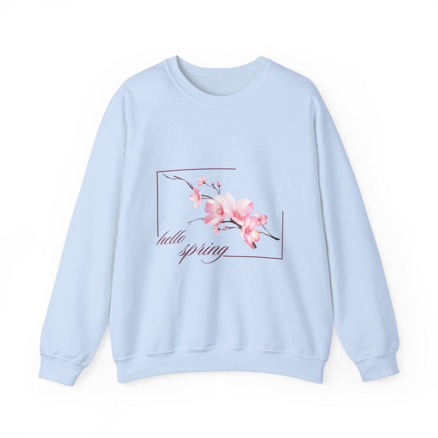 Hello Spring Floral Crewneck Sweatshirt, Spring Outfits, Gift for Her, Casual Layering, Birthday Gift, Nature Lover Apparel
