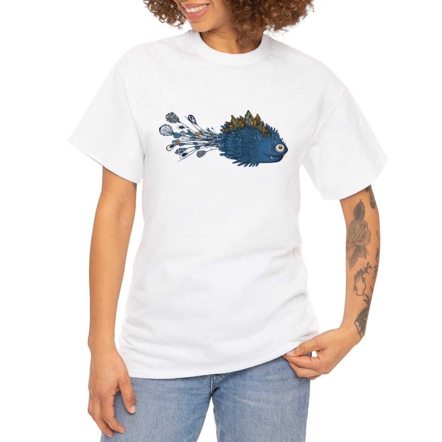 Unisex heavy cotton tee with unique design by Bahareh Mortazavi, featuring smooth medium fabric for durability and comfort.