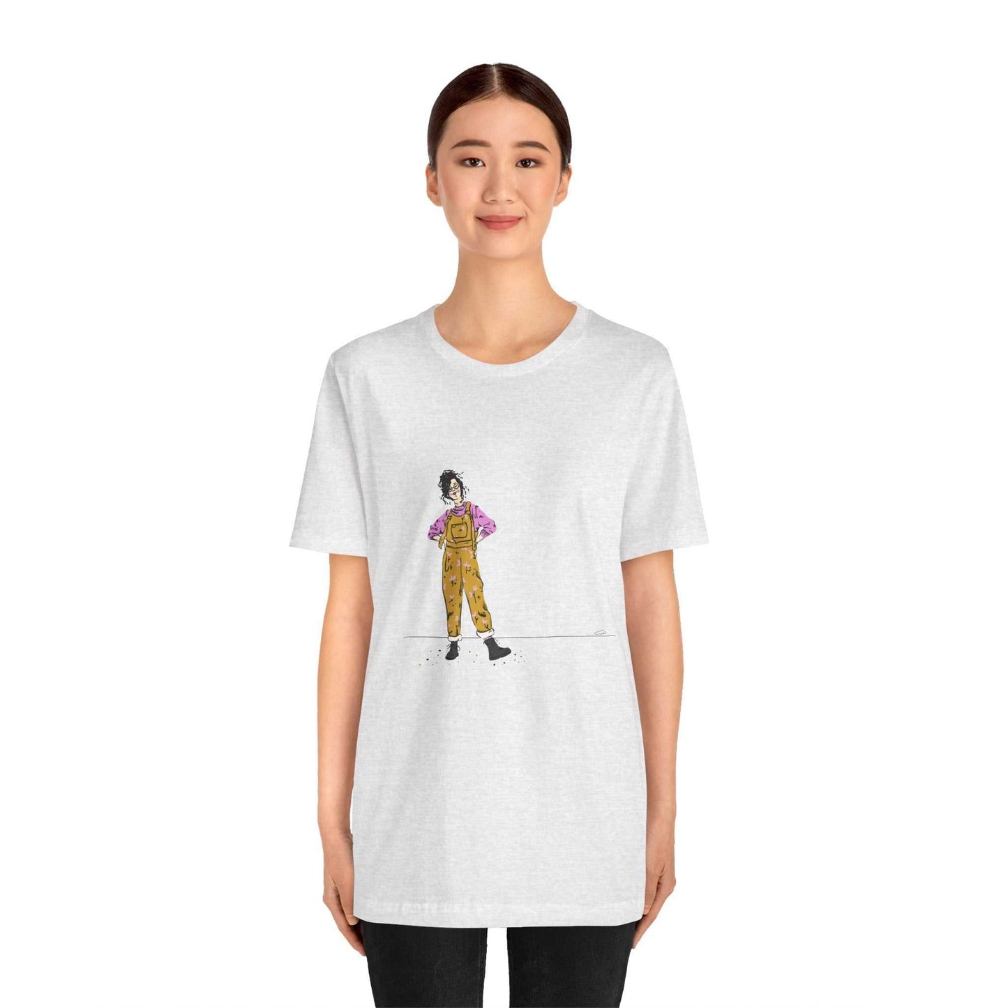 Unisex jersey short sleeve tee Model D-5 with graphic design by Dorsa Amraee.