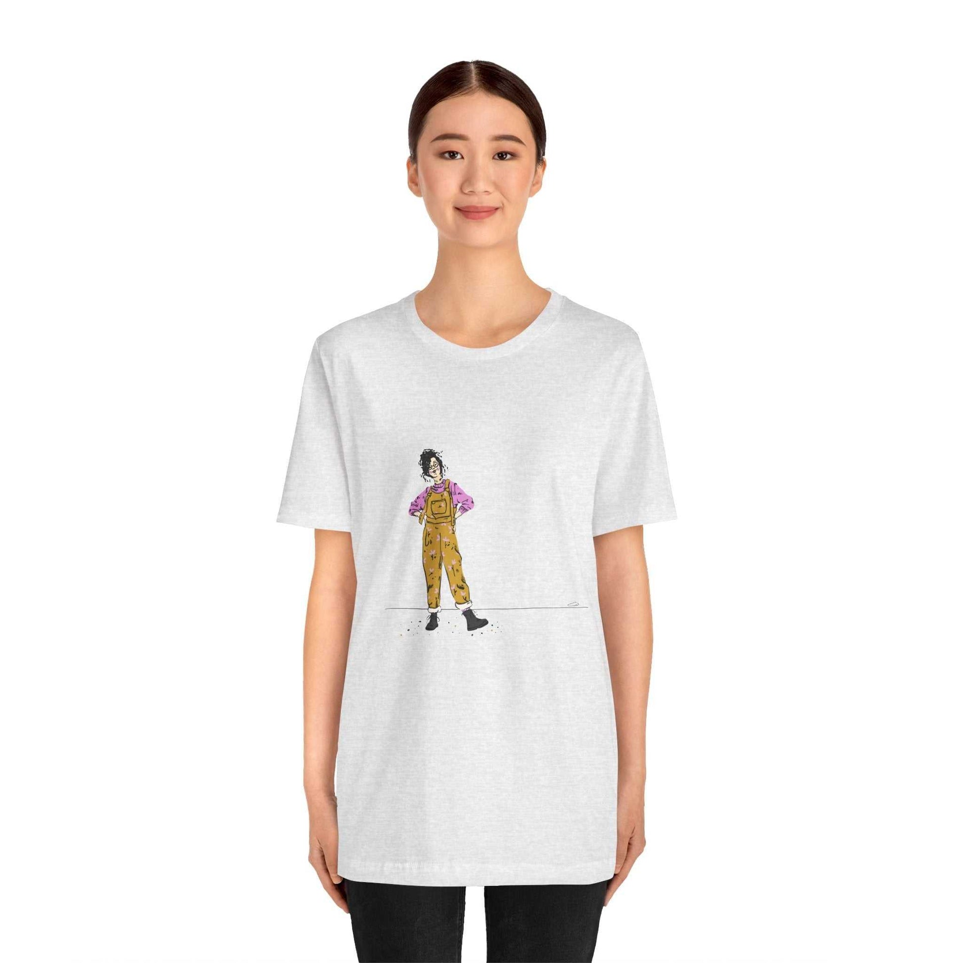 Unisex jersey short sleeve tee Model D-5 with graphic design by Dorsa Amraee.