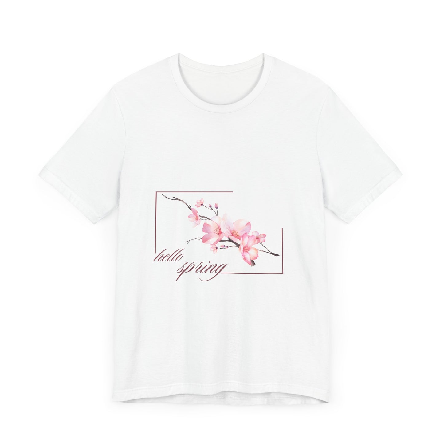 Hello Spring Floral Tee, Unisex Tshirt, Crewneck Shirt, Botanical Spring Shirt, Floral Print Tee, Gift For Her, Birthday Gift, Perfectly