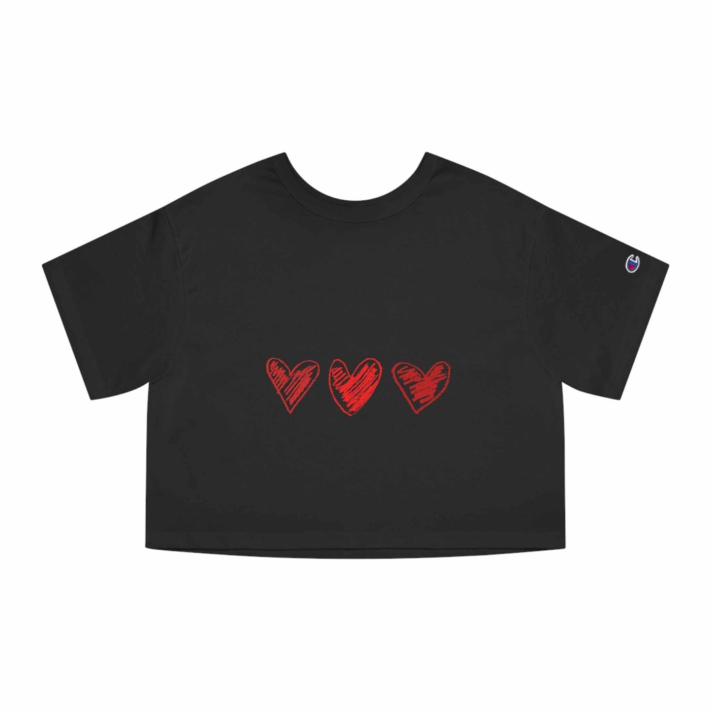 Women Valentine's Day crop top with red heart design, perfect gift for wife, 100% cotton jersey.