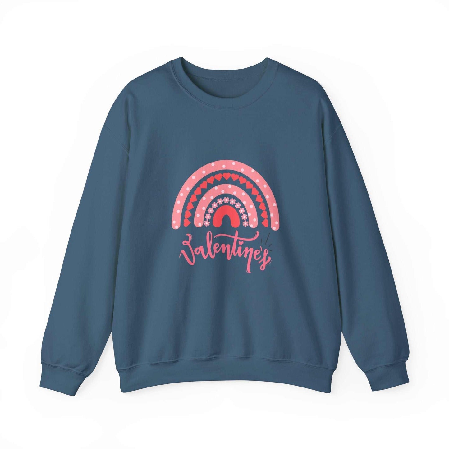 Valentine's Day gift sweatshirt with rainbow design, cozy blend.