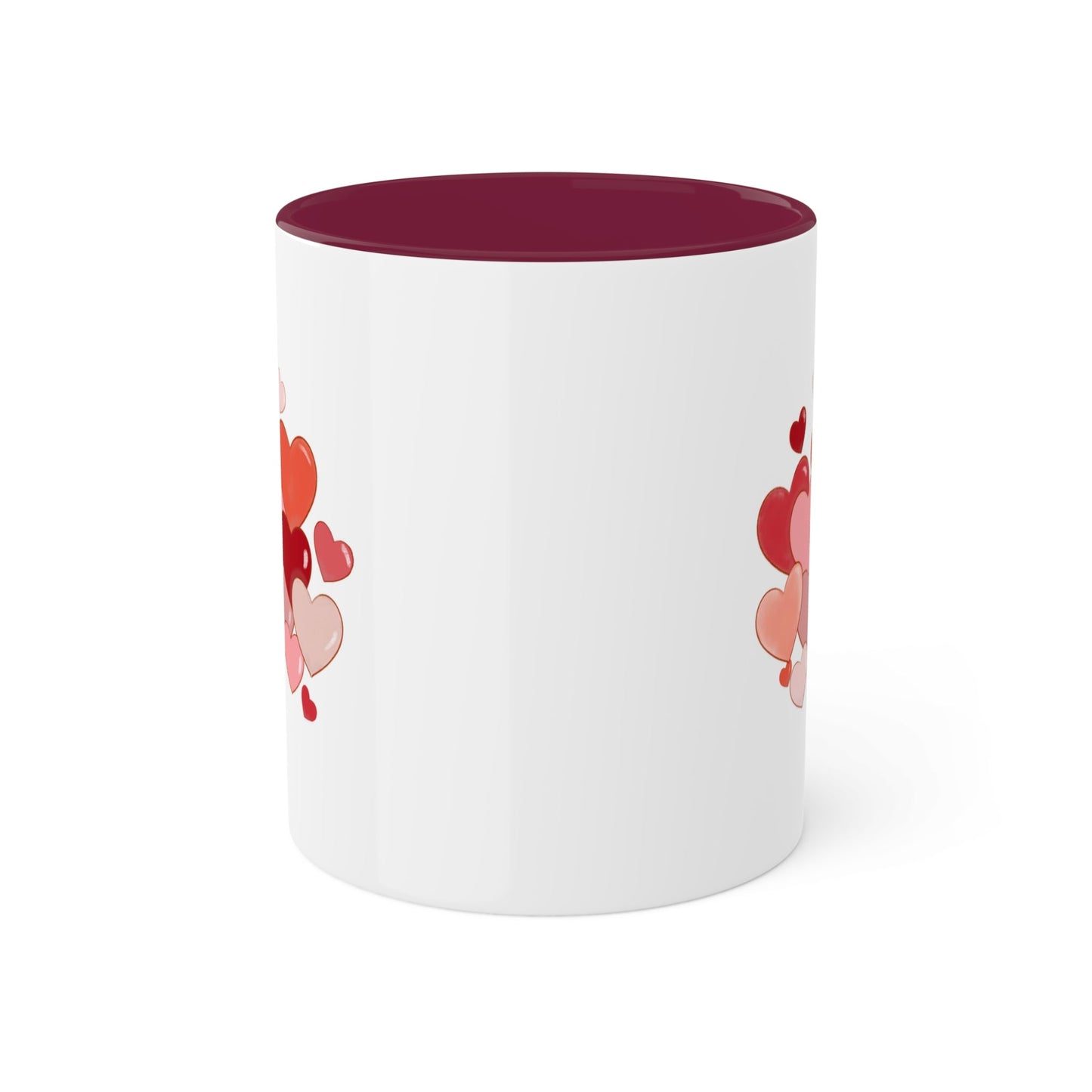 Love Mug MODEL B-V-4 with romantic heart design, high-quality ceramic, 11-ounce capacity.