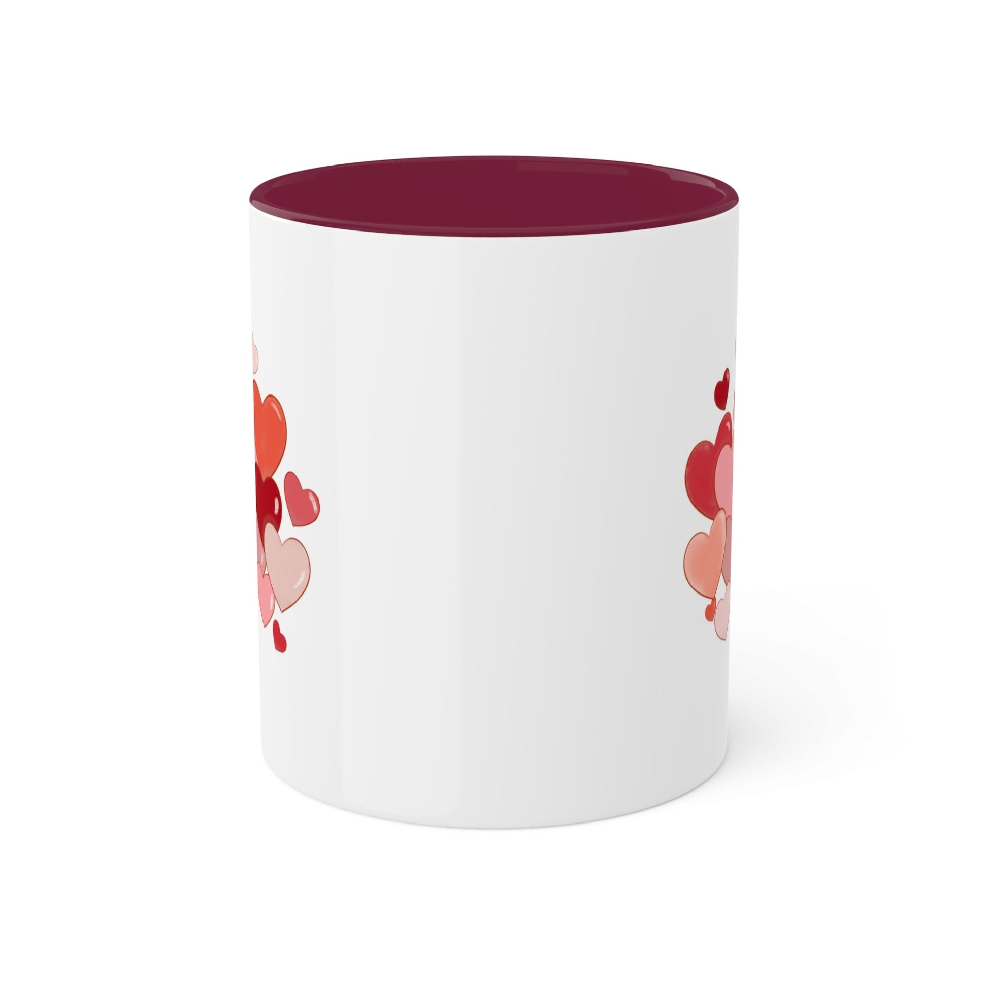 Love Mug MODEL B-V-4 with romantic heart design, high-quality ceramic, 11-ounce capacity.