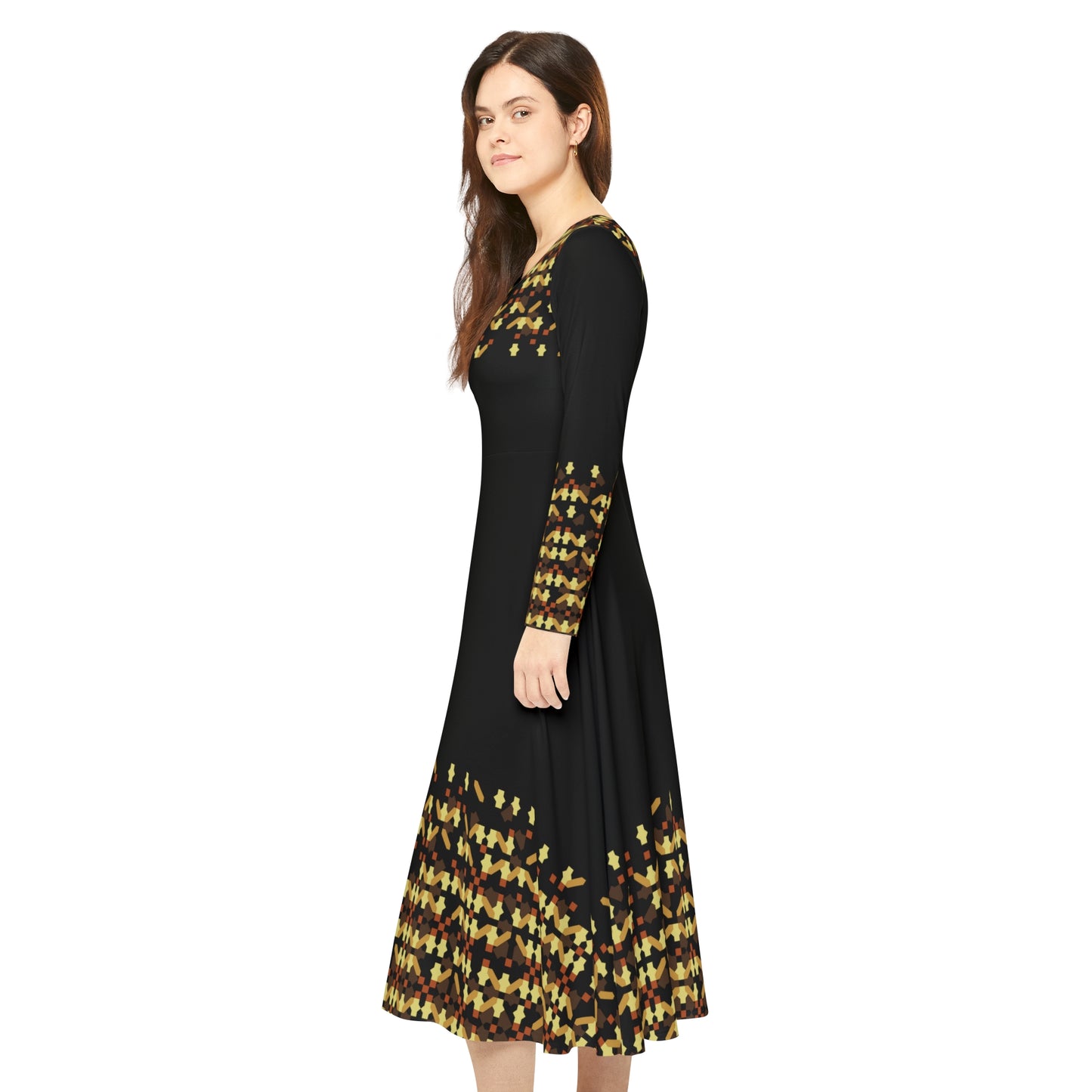 Women's Long Sleeve Dance Dress (AOP), Model B-P-4