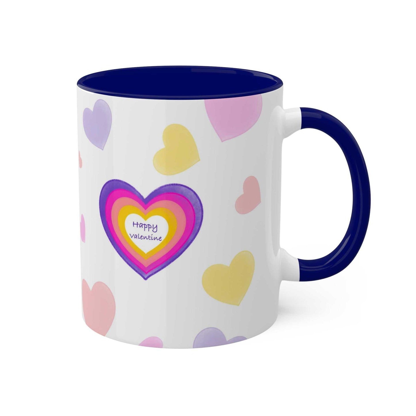 Colorful Love Mug MODEL B-V-10 with heart design, perfect romantic gift.