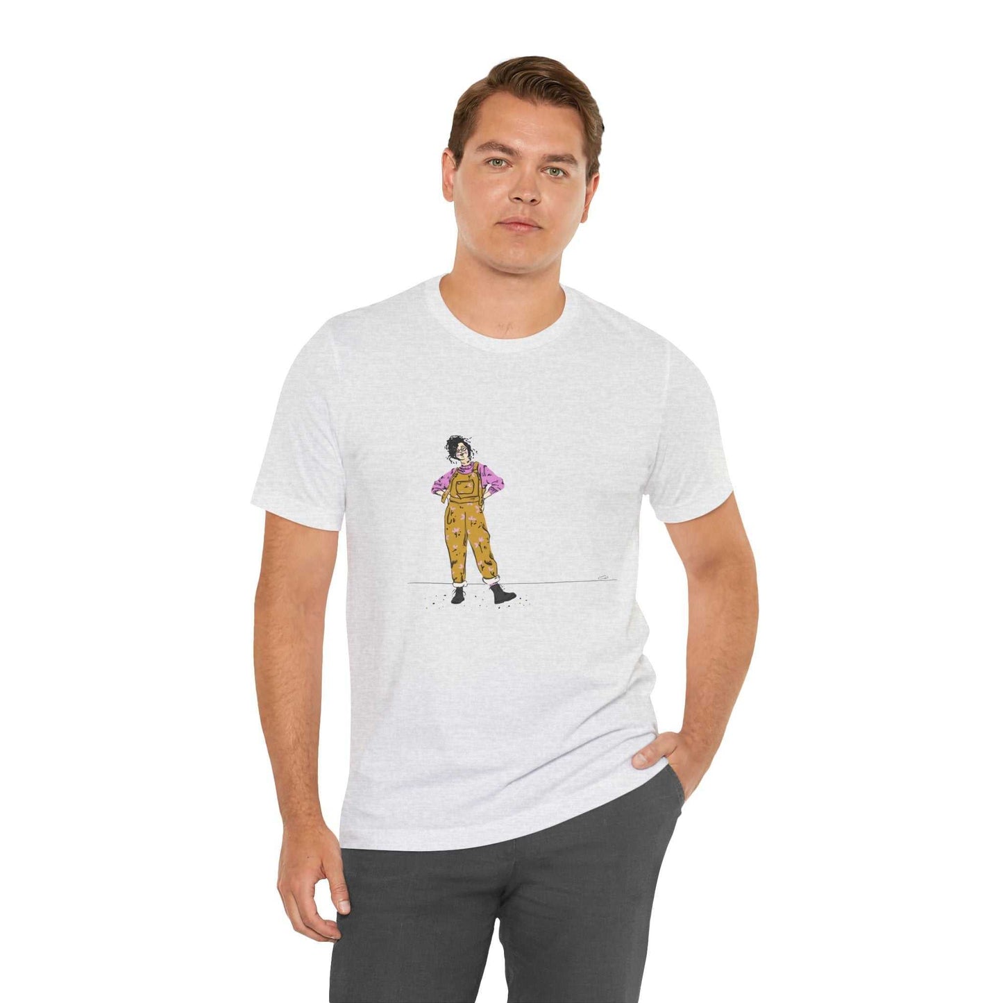 Unisex Jersey Short Sleeve Tee Model D-5, soft cotton, graphic design, comfortable fit.