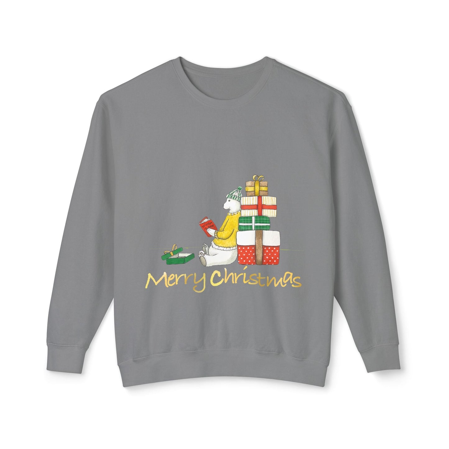 Christmas crewneck sweatshirt with festive design, unisex lightweight, made of 100% ring-spun cotton.