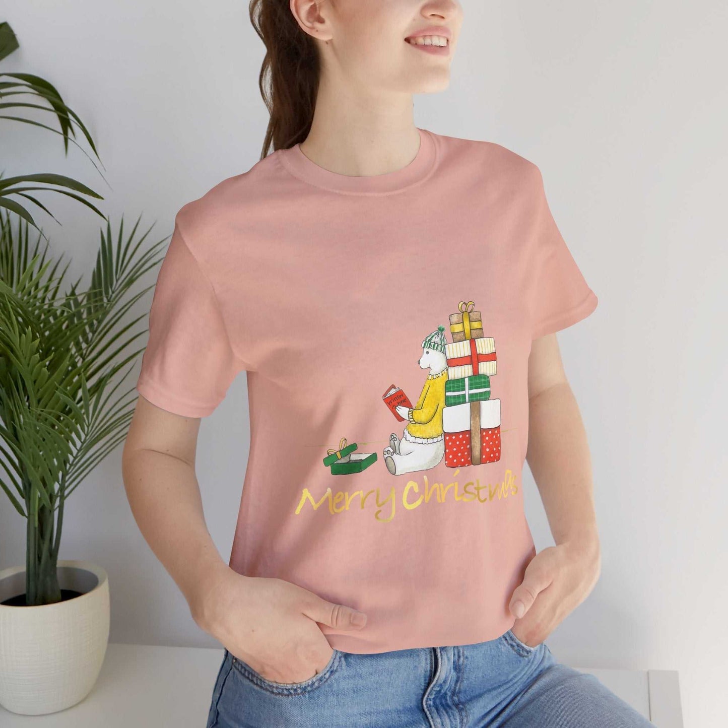 Funny colorful Christmas bear shirt, perfect gift T-shirt for men and women, holiday apparel.