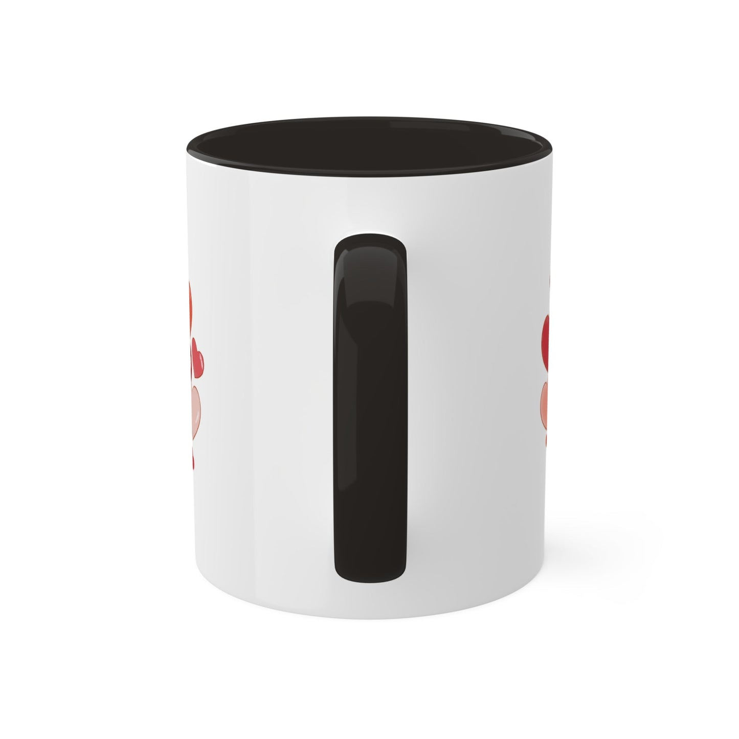 Love Mug MODEL B-V-4 with romantic heart design and black handle.