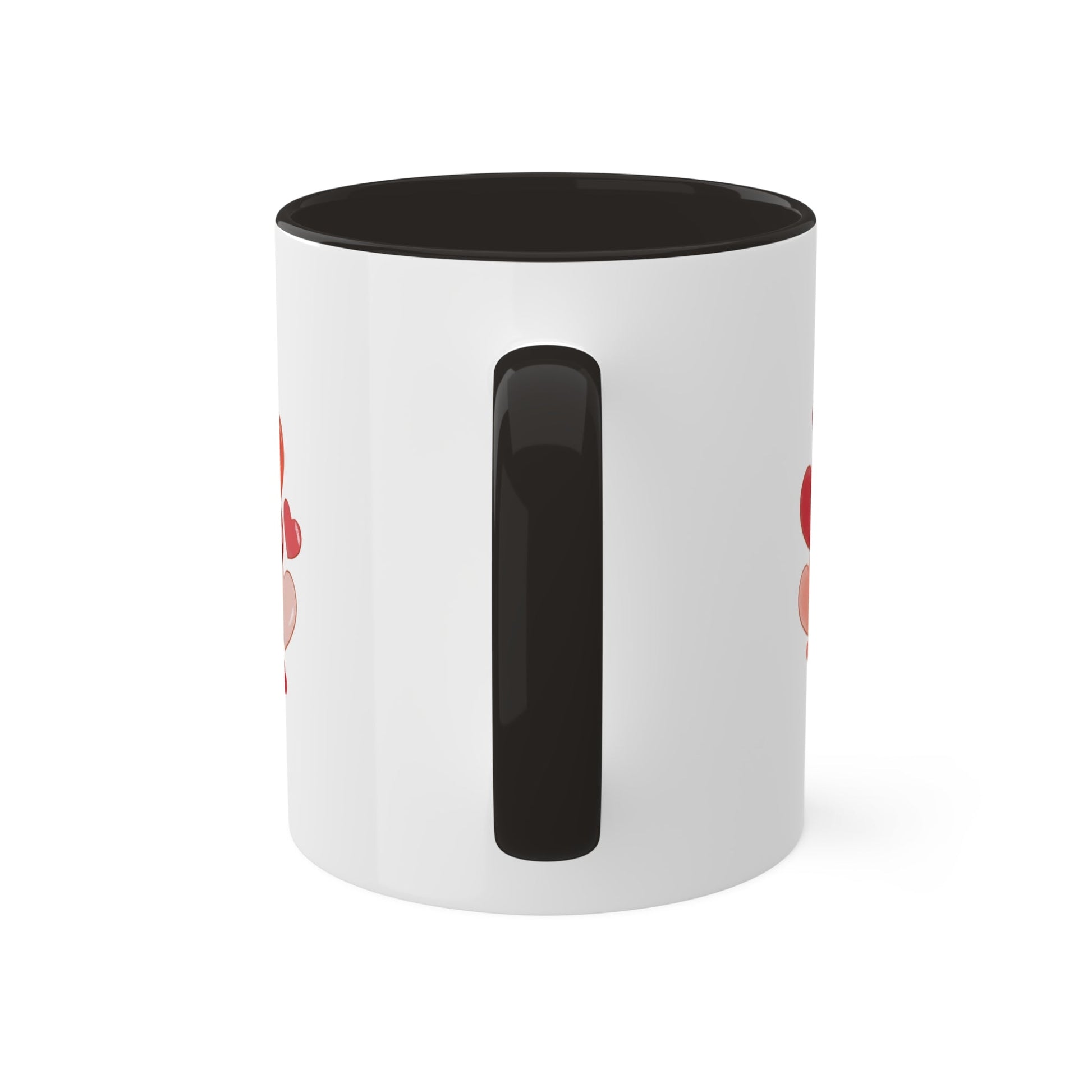 Love Mug MODEL B-V-4 with romantic heart design and black handle.