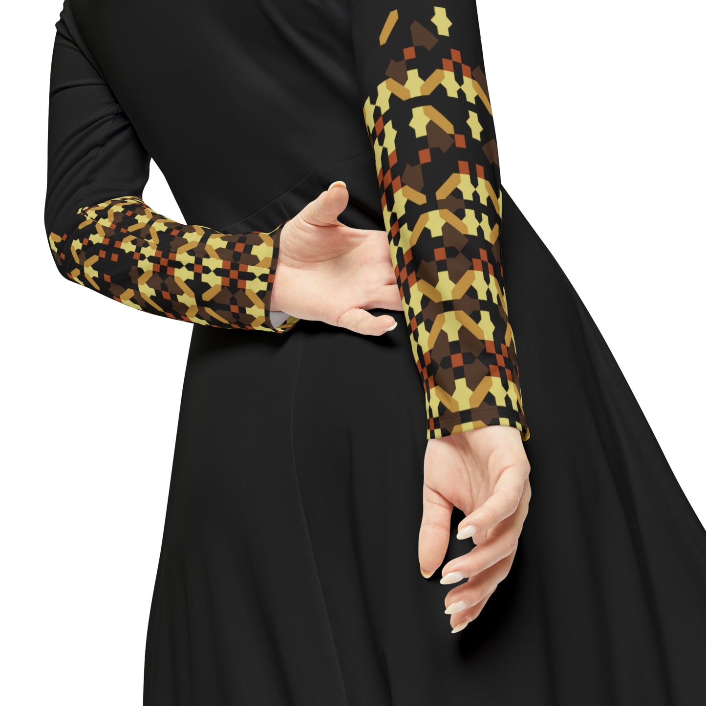 Women's Long Sleeve Dance Dress (AOP), Model B-P-4