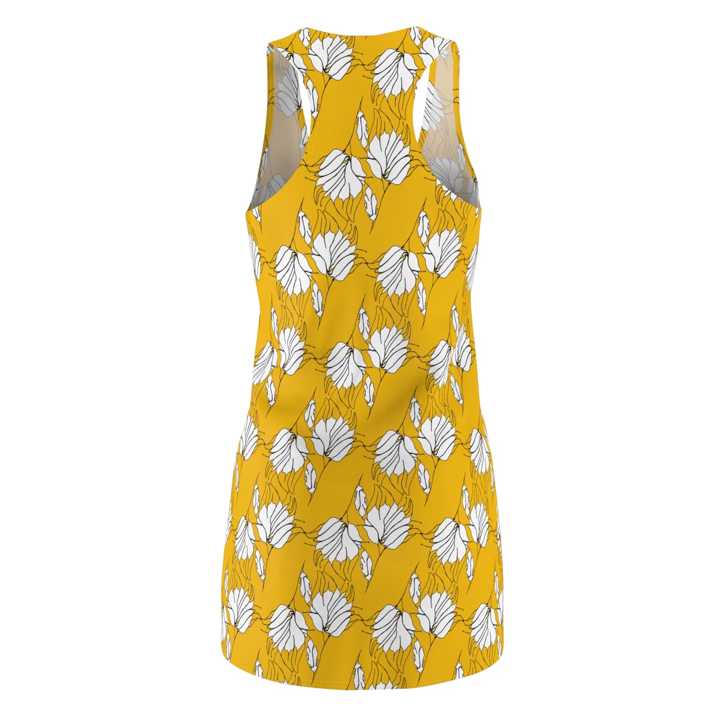 Women's Cut & Sew Racerback Dress (AOP), Model B-P-34 yellow