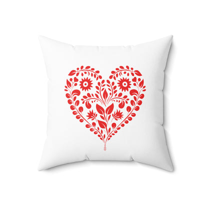 Spun Polyester Square Pillow, Model "Heart"