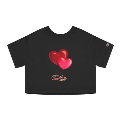 Black Valentine crop top with heart design, perfect gift for girlfriends.