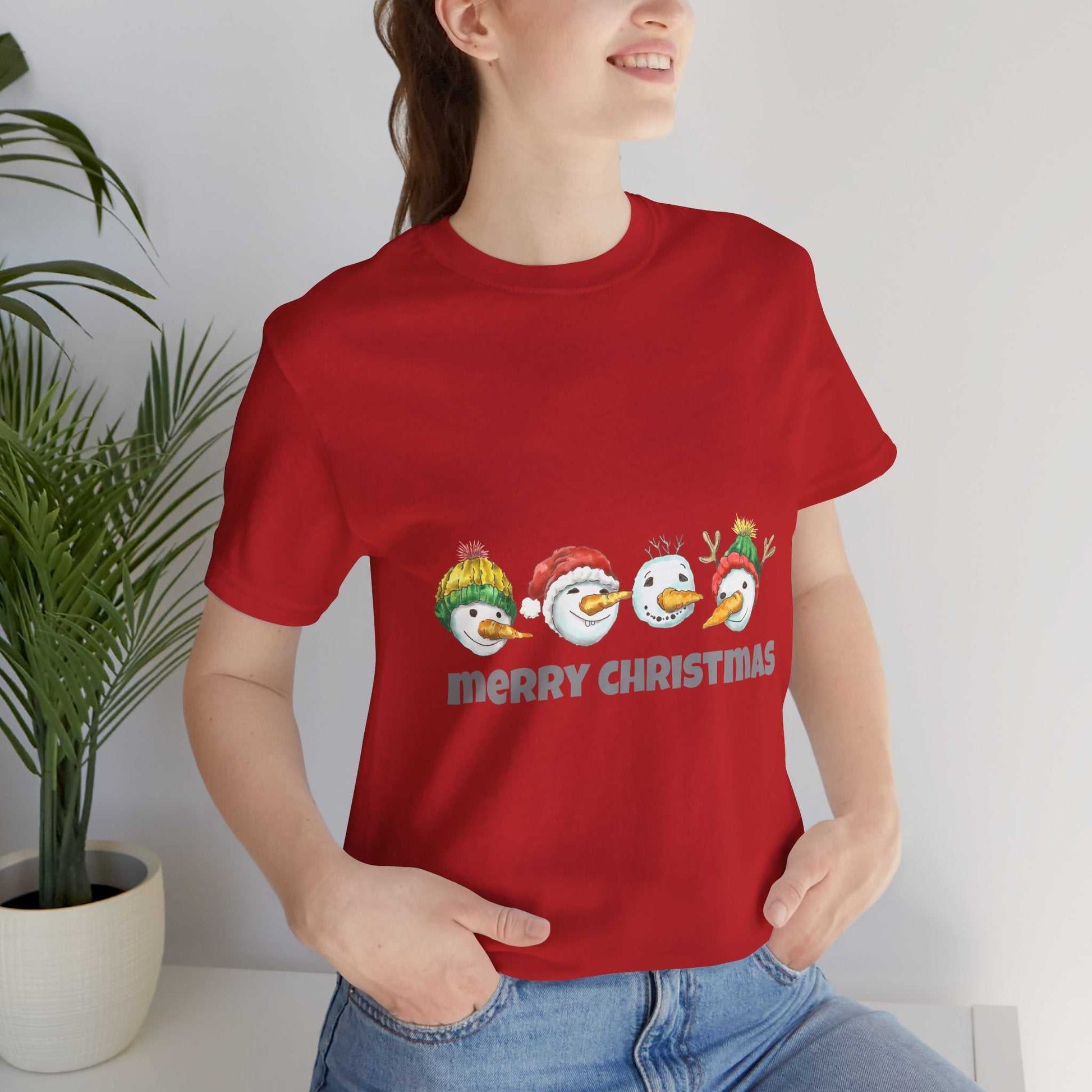 Christmas snowman shirt with festive design, perfect holiday gift for men and women.