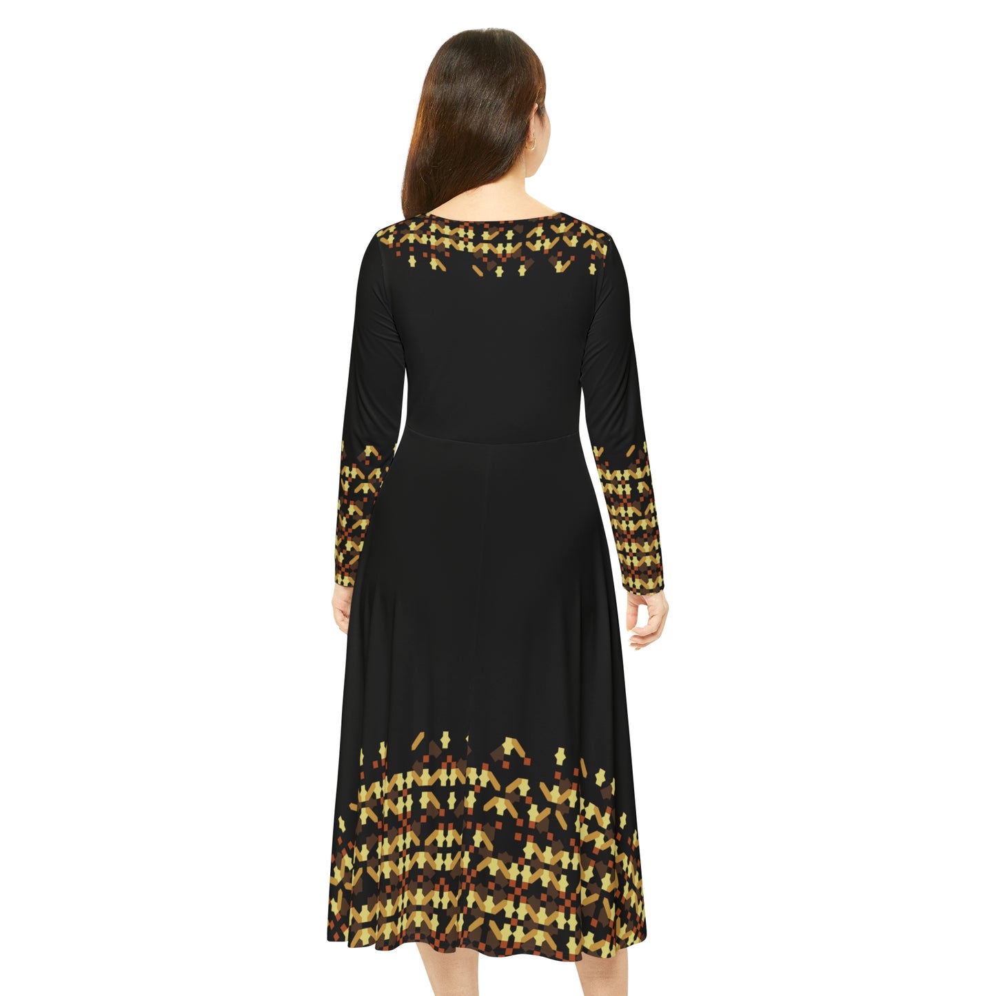 Women's Long Sleeve Dance Dress (AOP),  Model B-P-4