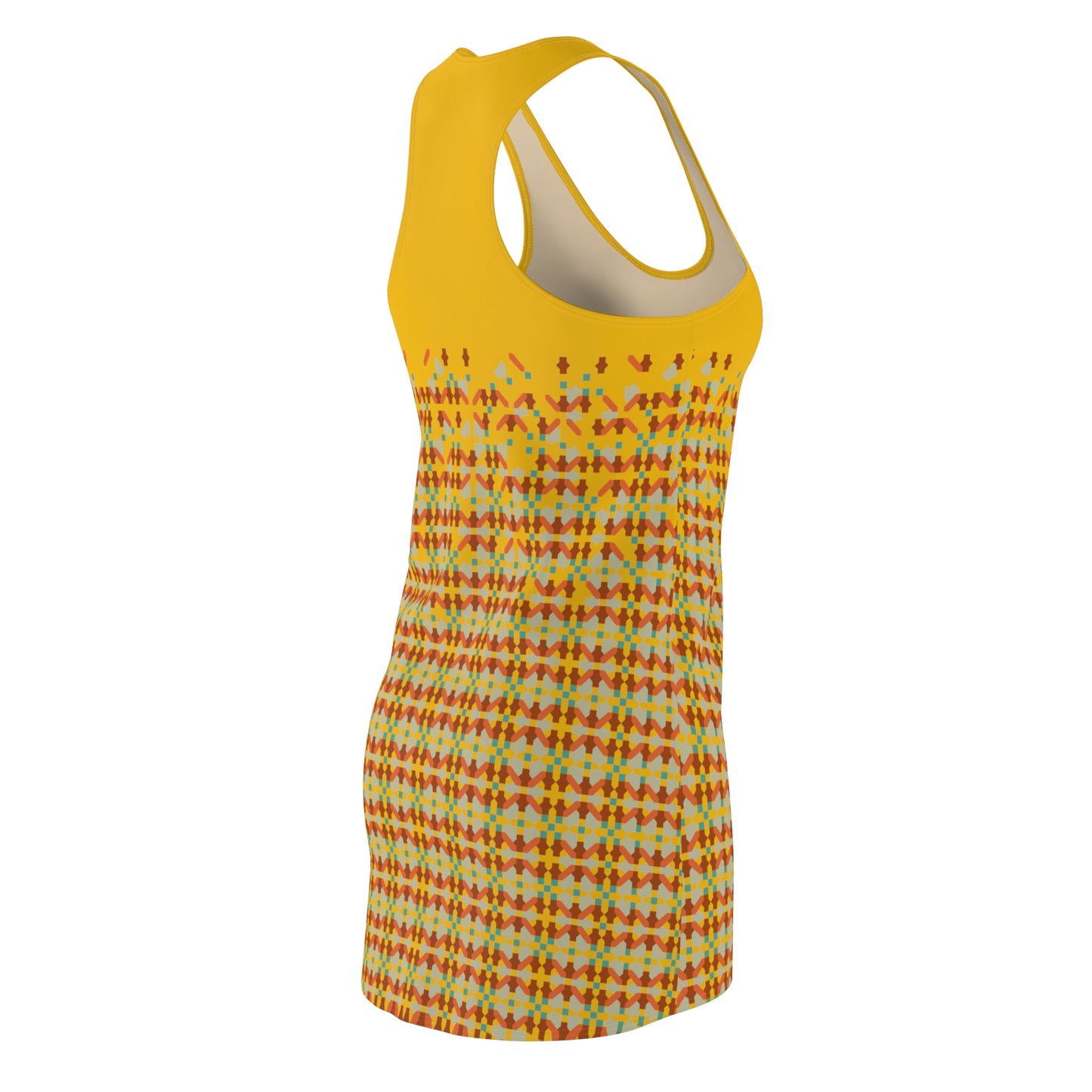 Women's Cut & Sew Racerback Dress (AOP), Model B-P-26 yellow