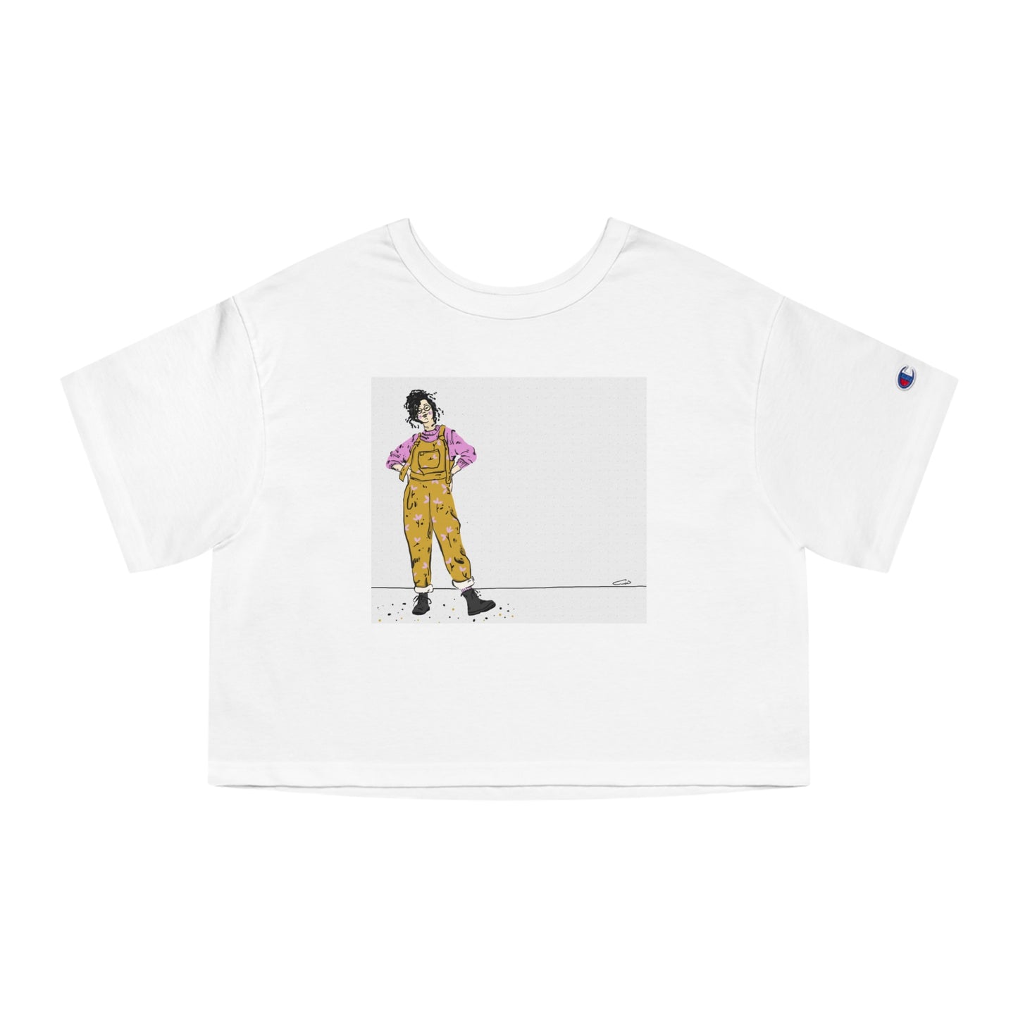 Champion Women's Heritage Cropped T-Shirt. Model D-5