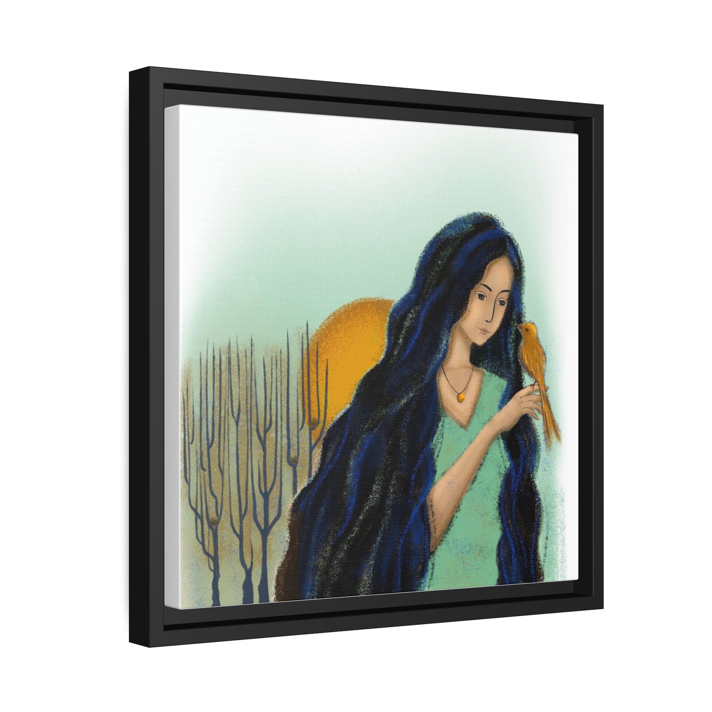 Matte Canvas, Black Frame, "woman"