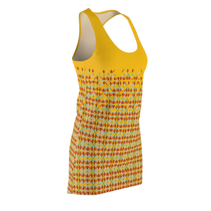 Women's Cut & Sew Racerback Dress (AOP), Model B-P-26 yellow