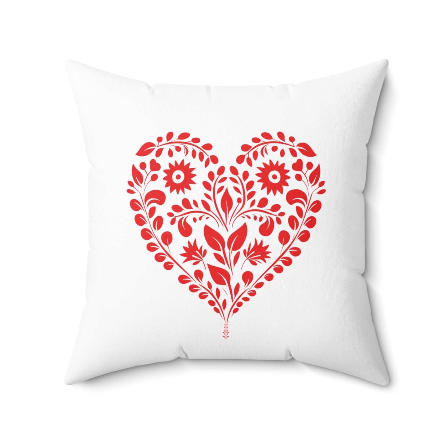 Spun Polyester Square Pillow, Model "Heart"