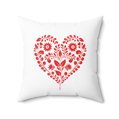 Spun Polyester Square Pillow, Model "Heart"