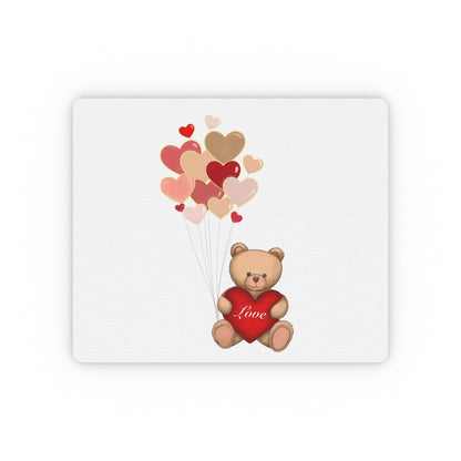 Rectangular Mouse Pad, Bear & Hearts