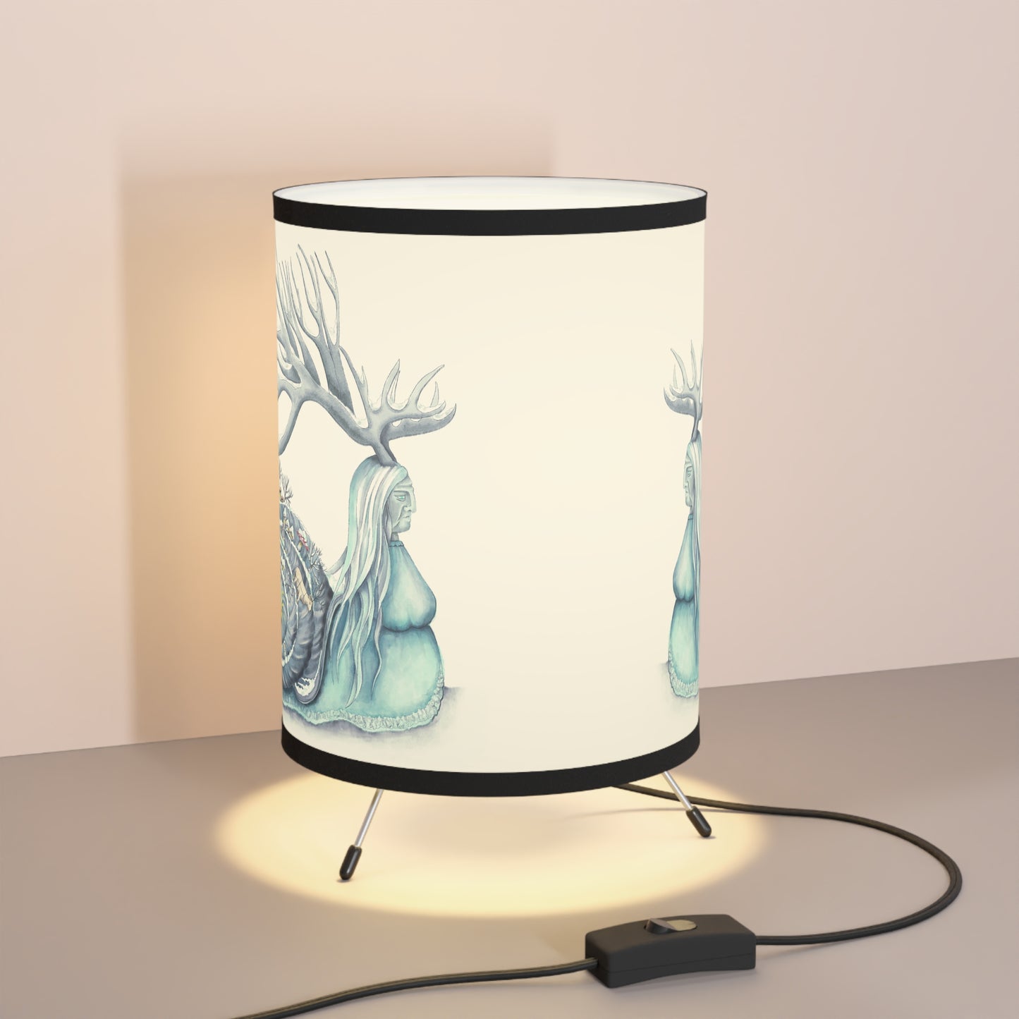 Tripod Lamp with High-Res Printed Shade, US\CA plug, Model "Zemeston"