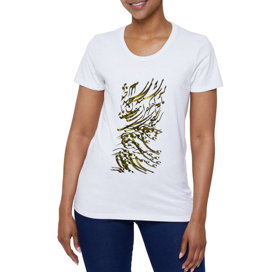 Organic Women's T-Shirt with Calligraphy Painting MODEL S-T-13