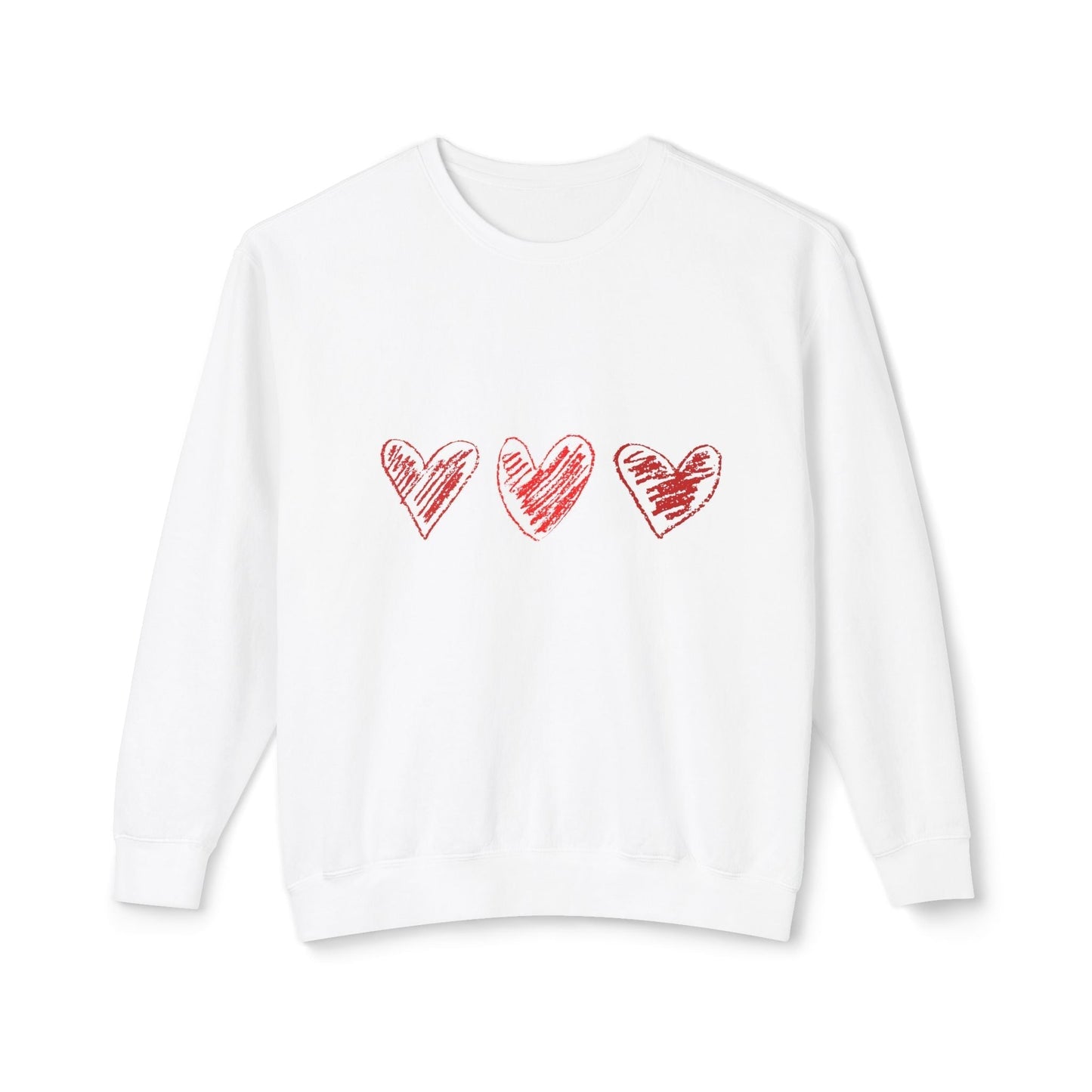 Valentine heart sweatshirt with red heart patterns, ideal gift for girlfriends or wives, made from 100% ring-spun cotton.