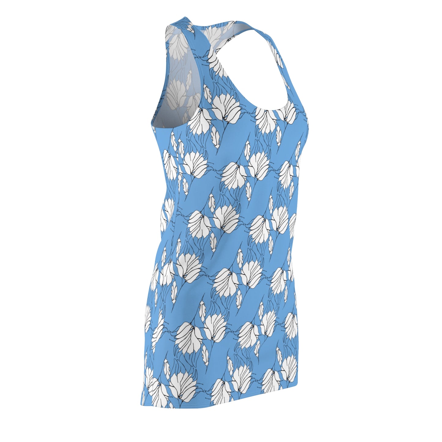 Women's Cut & Sew Racerback Dress (AOP), Model B-P-34 blue