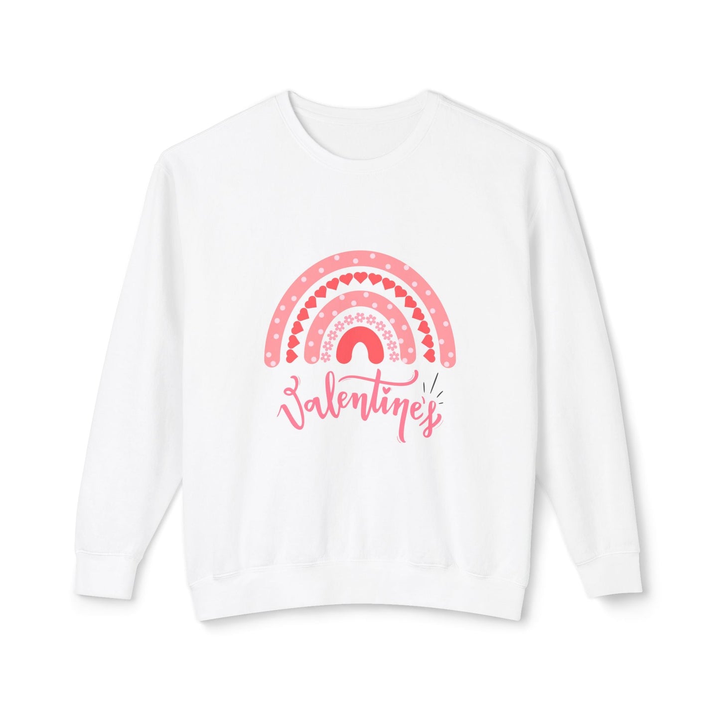 Valentine's Day sweatshirt for women with rainbow heart design, trendy and lovely gift for girlfriends.