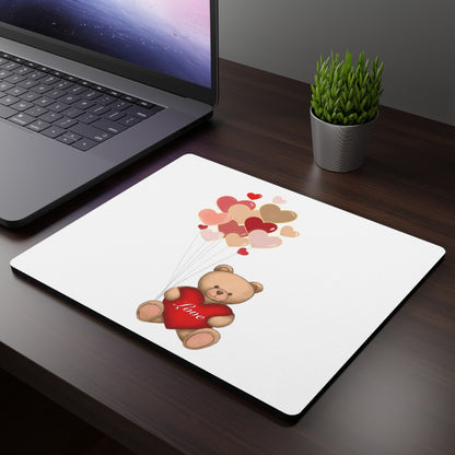 Rectangular Mouse Pad, Bear & Hearts