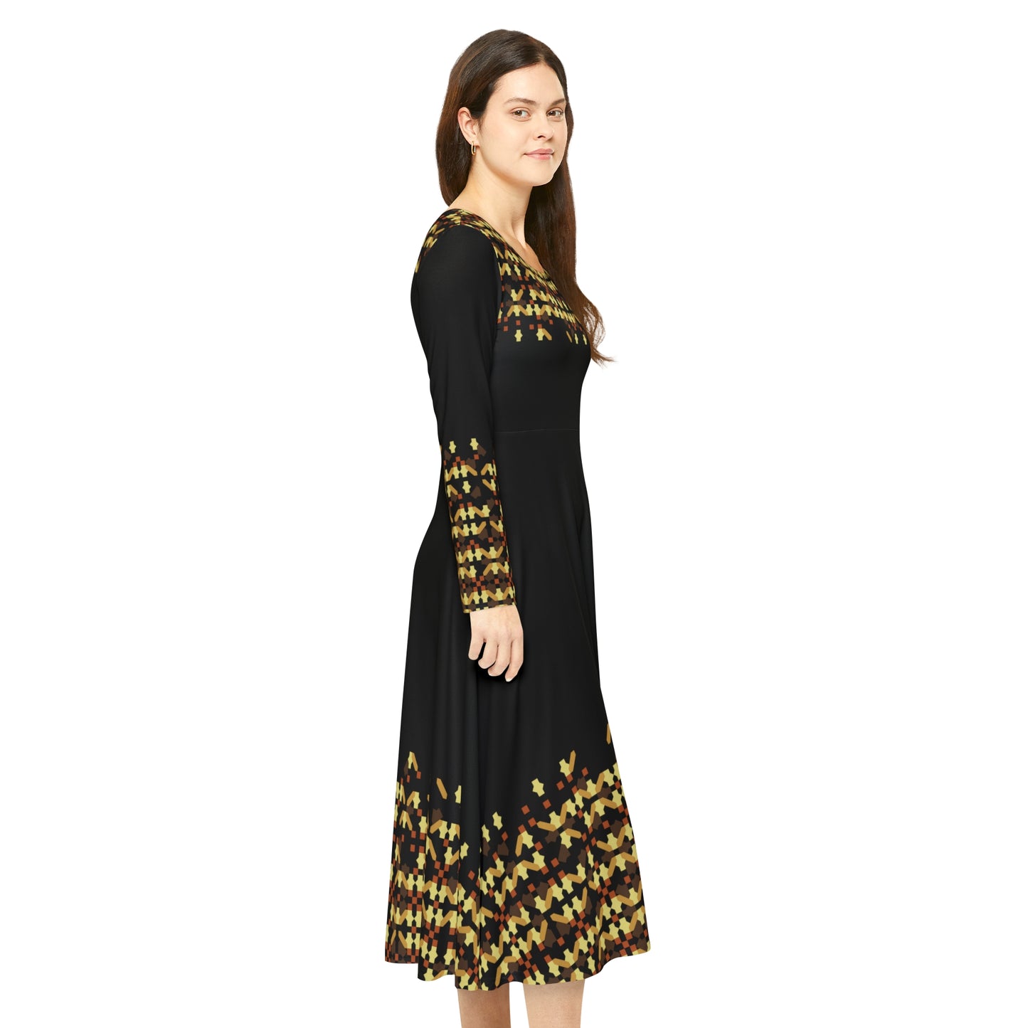 Women's Long Sleeve Dance Dress (AOP),  Model B-P-4