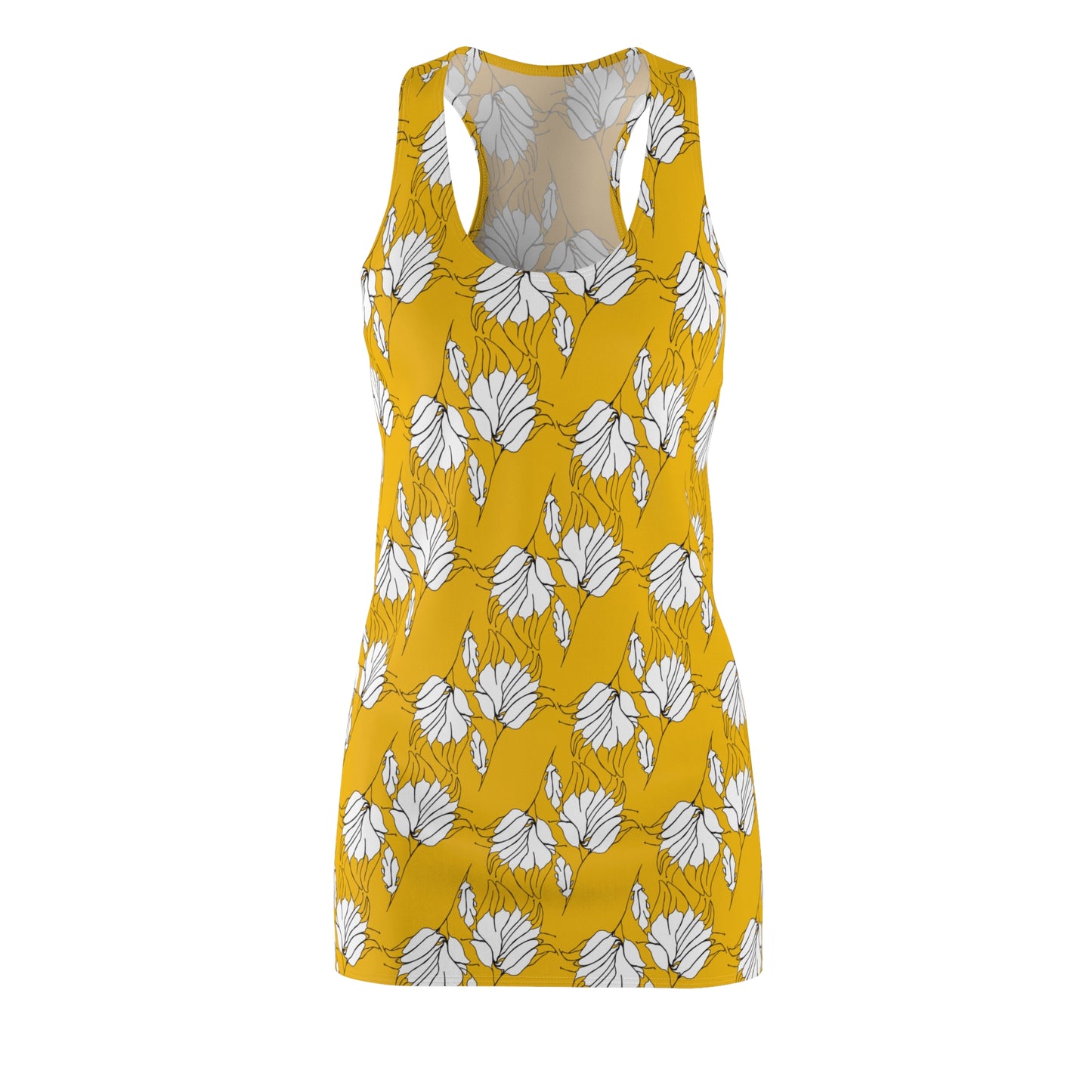 Women's Cut & Sew Racerback Dress (AOP), Model B-P-34 yellow