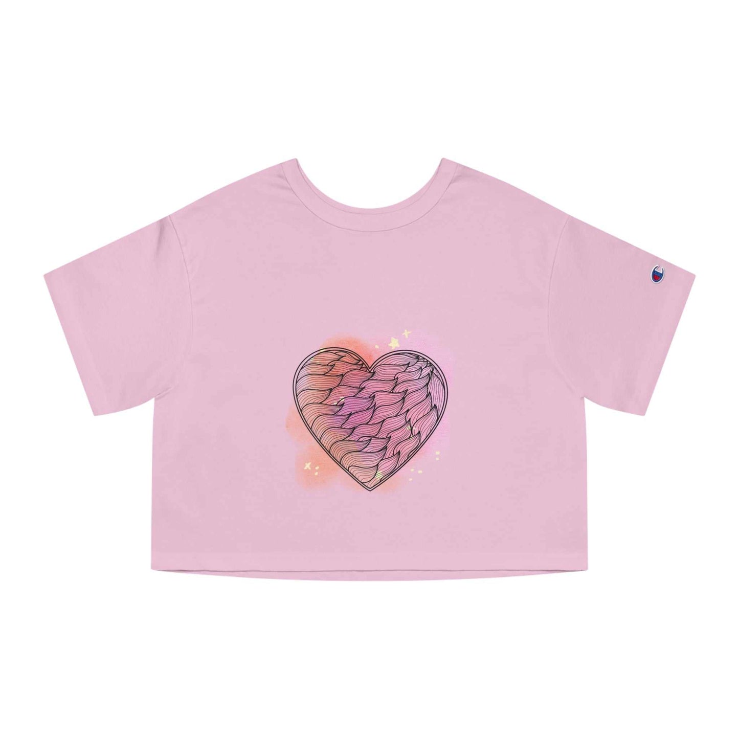 Pink Valentine crop top with heart design, perfect his and hers Valentine shirts gift.