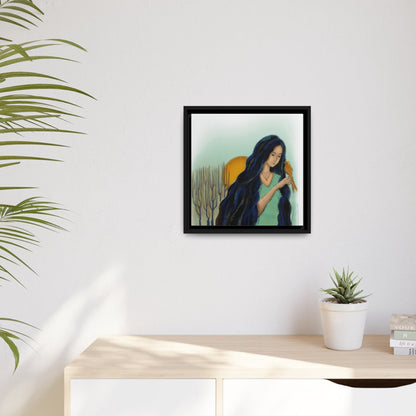 Matte Canvas, Black Frame, "woman"