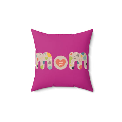 Spun Polyester Square Pillow, Model "Mom6"