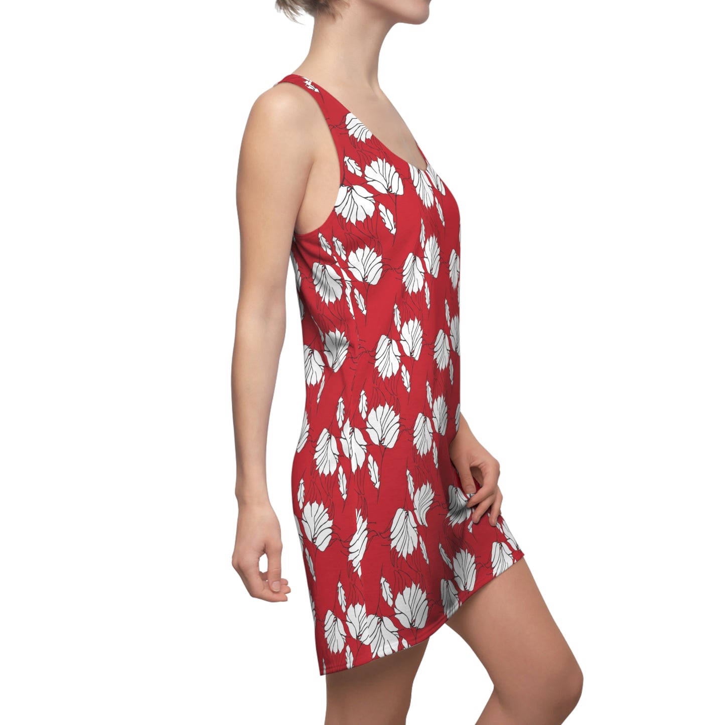 Women's Cut & Sew Racerback Dress (AOP), Model B-P-33 Red