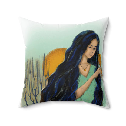 Spun Polyester Square Pillow, Model "Woman"