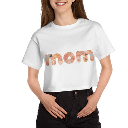 Champion Women's Heritage Cropped T-Shirt. Model "Mom2"