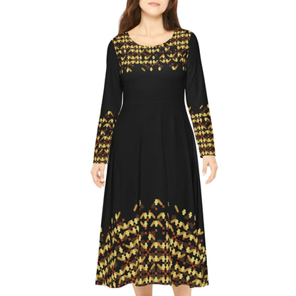 Women's Long Sleeve Dance Dress (AOP),  Model B-P-4