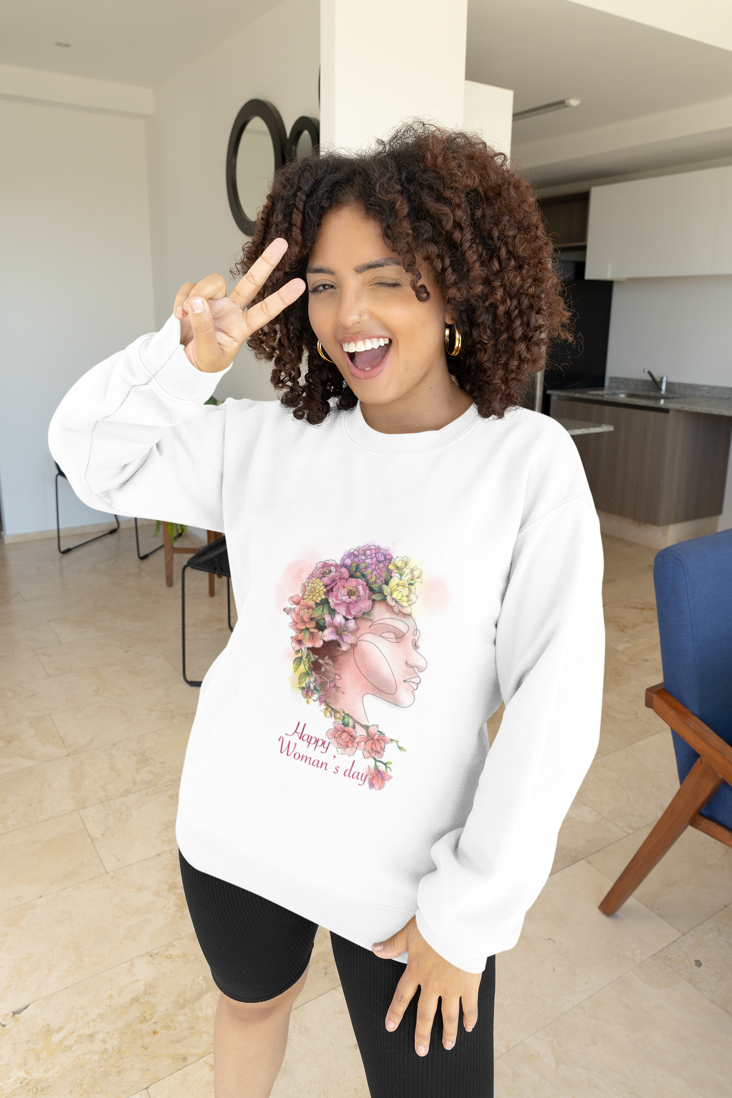 Floral Women's Day Sweatshirt, Unisex Crewneck, Spring Fashion, Gift for Her, Celebratory Apparel, Feminine Art